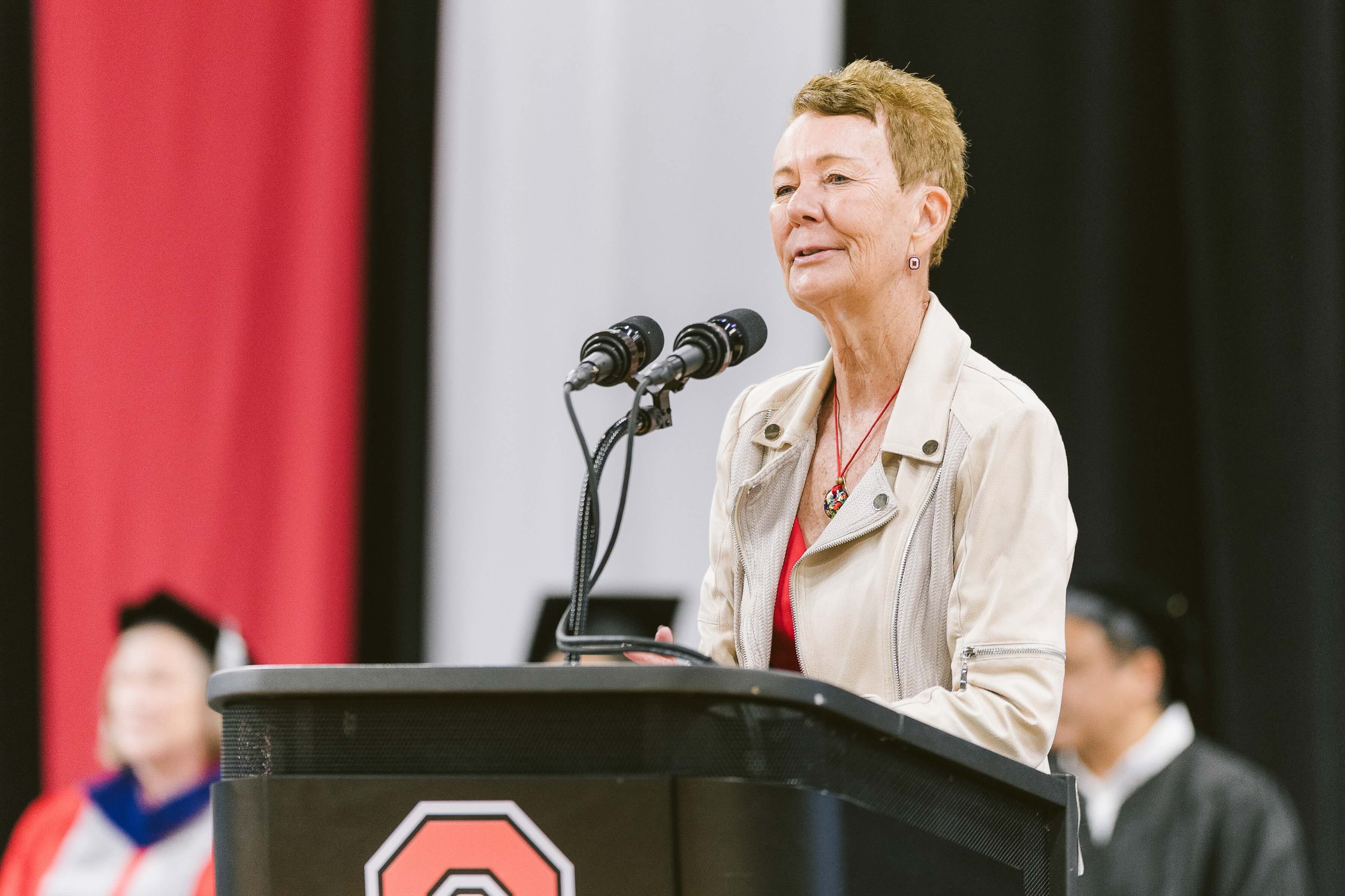 Ohio State EHE Board President speaking at Commencement in Spring 2024