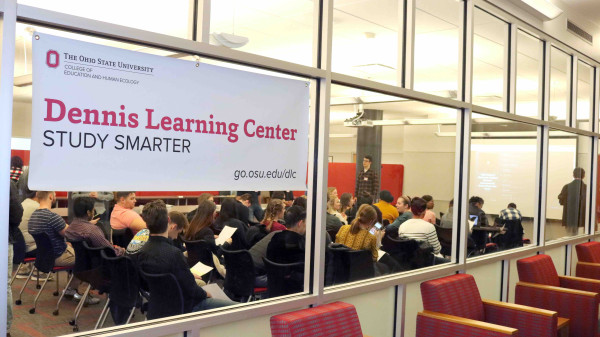 Dennis Learning Center window into classroom full of students