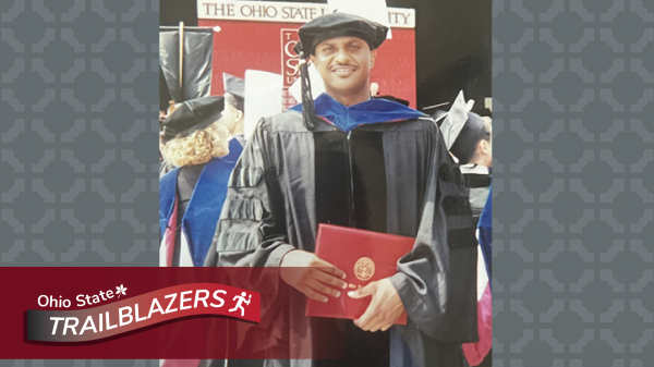 John Singer graduation from Ohio State with Trailblazers logo
